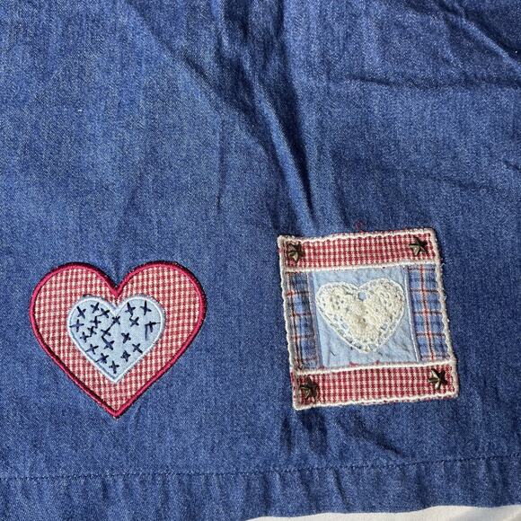 Koret City Blues Denim Jumper Dress 20W Patriotic Appliqué Buttons Lightweight - Picture 7 of 9